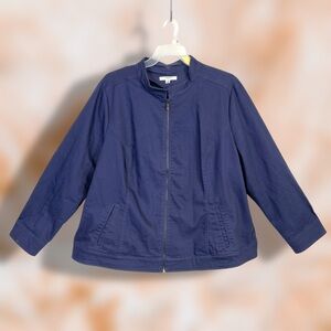 Liz Claiborne Navy Blue Zip Front Lightweight Denim Jacket / Size 3XL